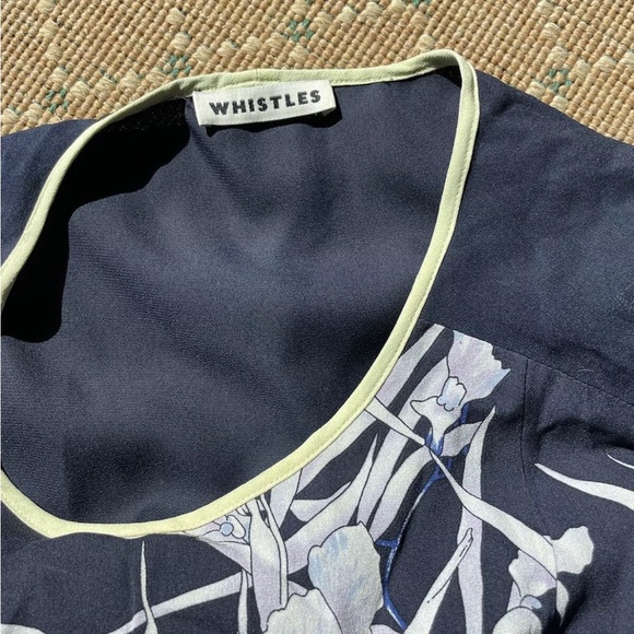 Whistles Pure Silk Black Dress Size 8 Bamboo Print - Picture 3 of 4